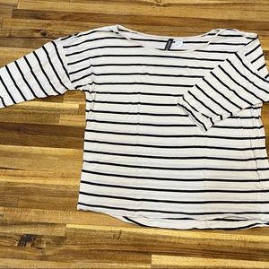 H&M Striped Quarter-Sleeve Top